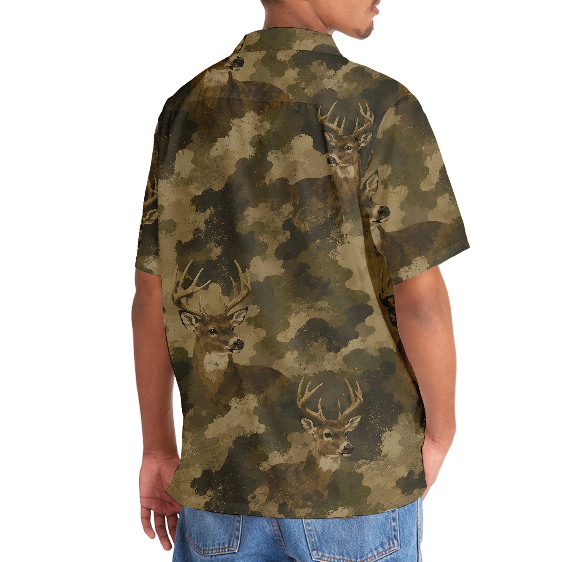 Deer Camouflage Graphic Pattern Hawaiian Shirt