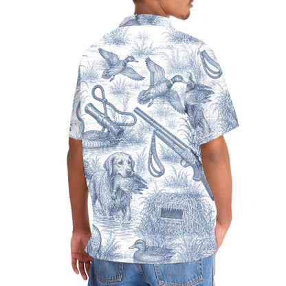 Blue and White Duck Hunting Hawaiian shirt