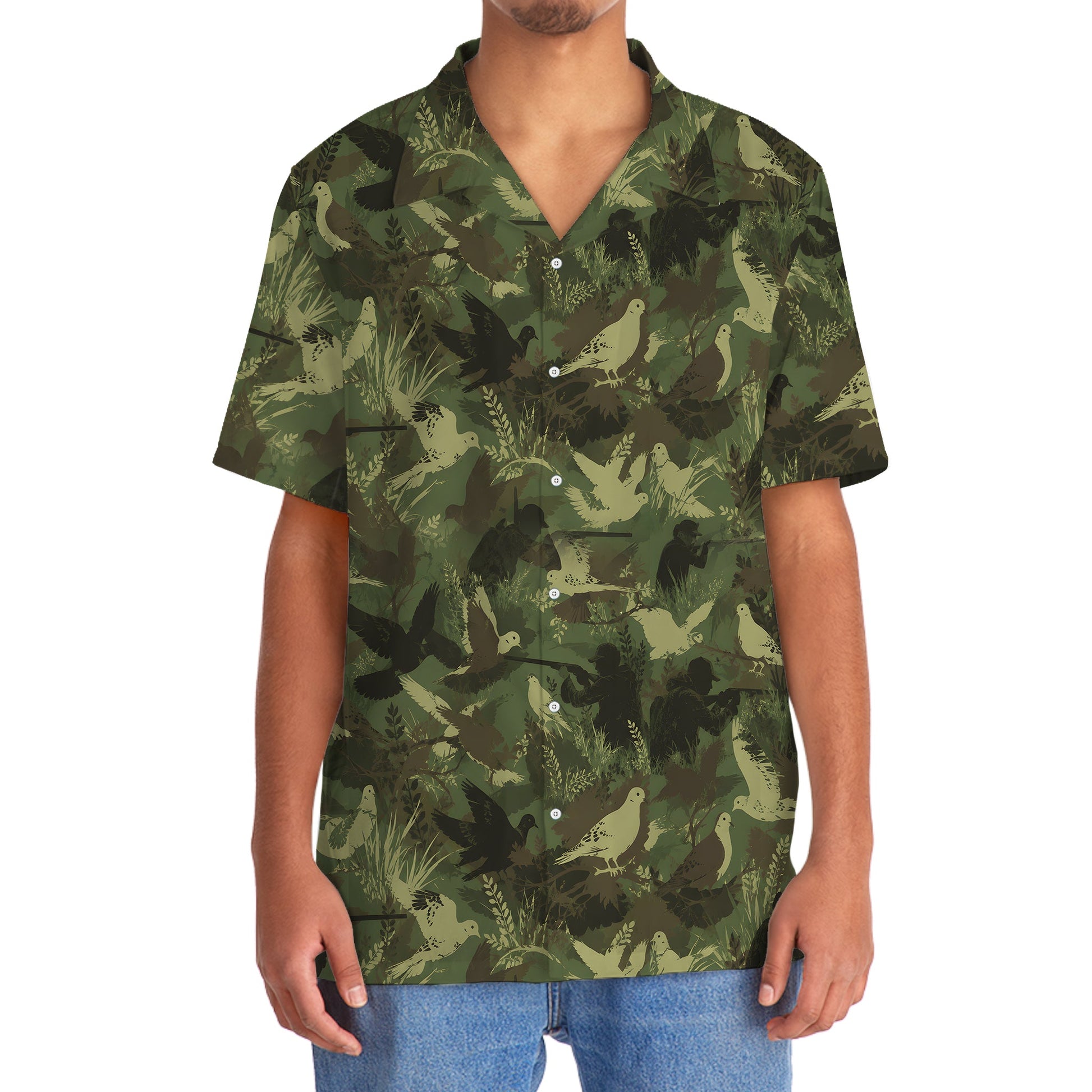 Camouflage Mourning Dove Pattern Hawaiian Shirt