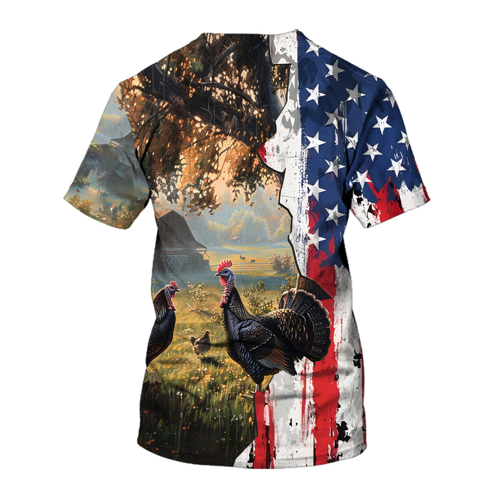 Realistic Patriotic Turkey  Peaceful All Over Print Shirt