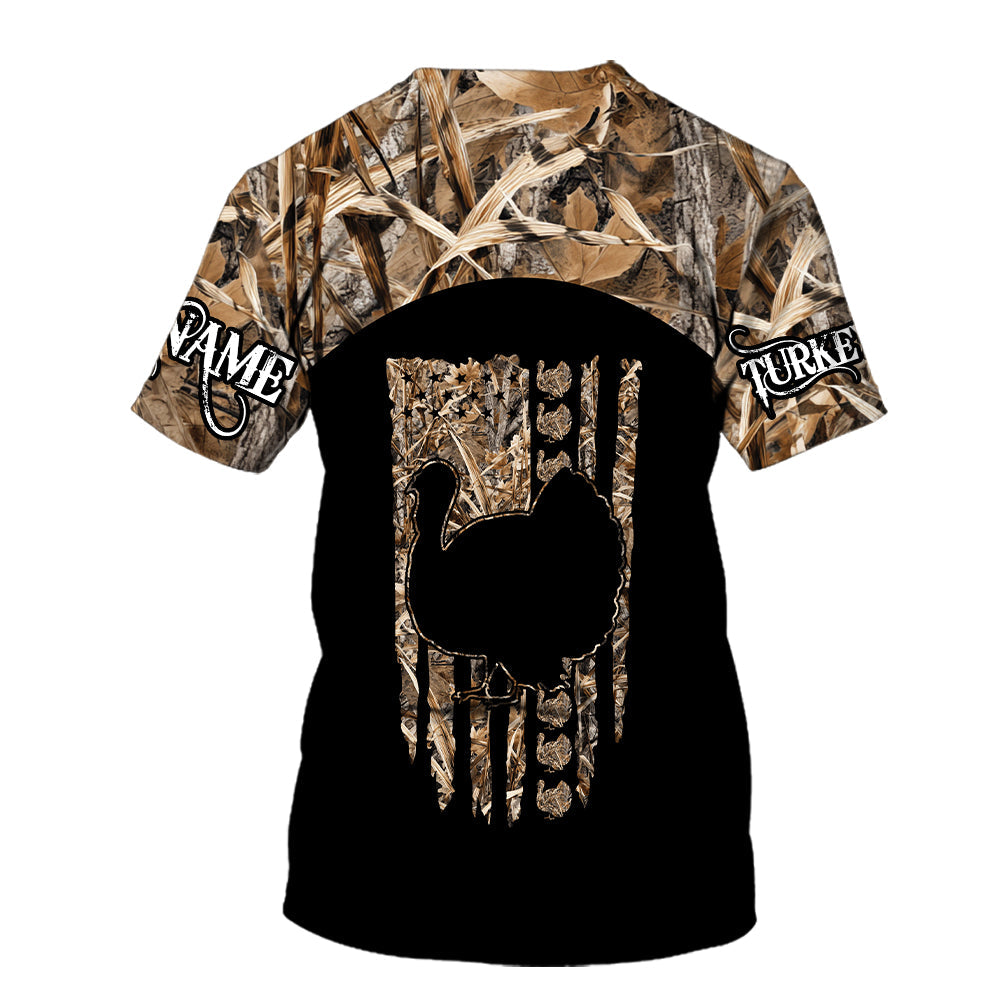 Custom Name Turkey Hunting Camo Grass All Over Print Shirt