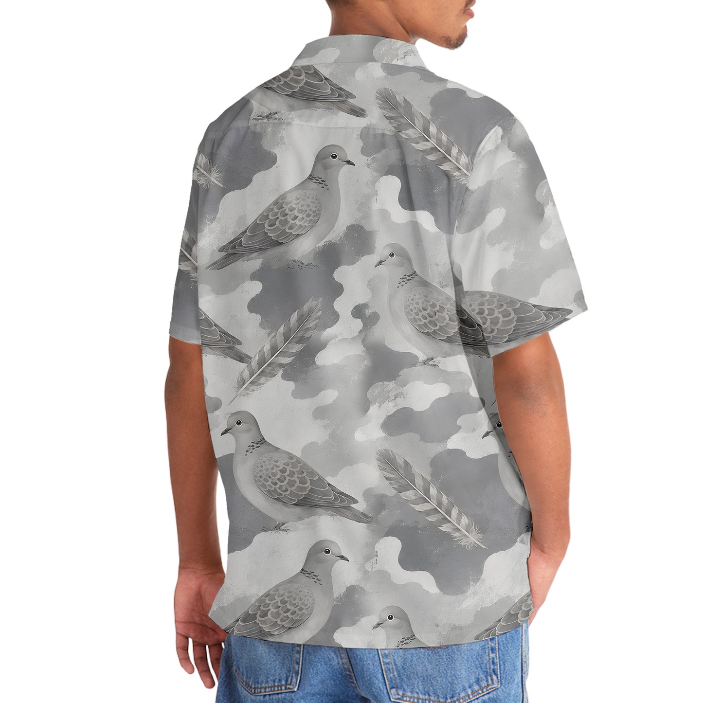 Wild Dove Gray Camouflage Hawaiian Shirt