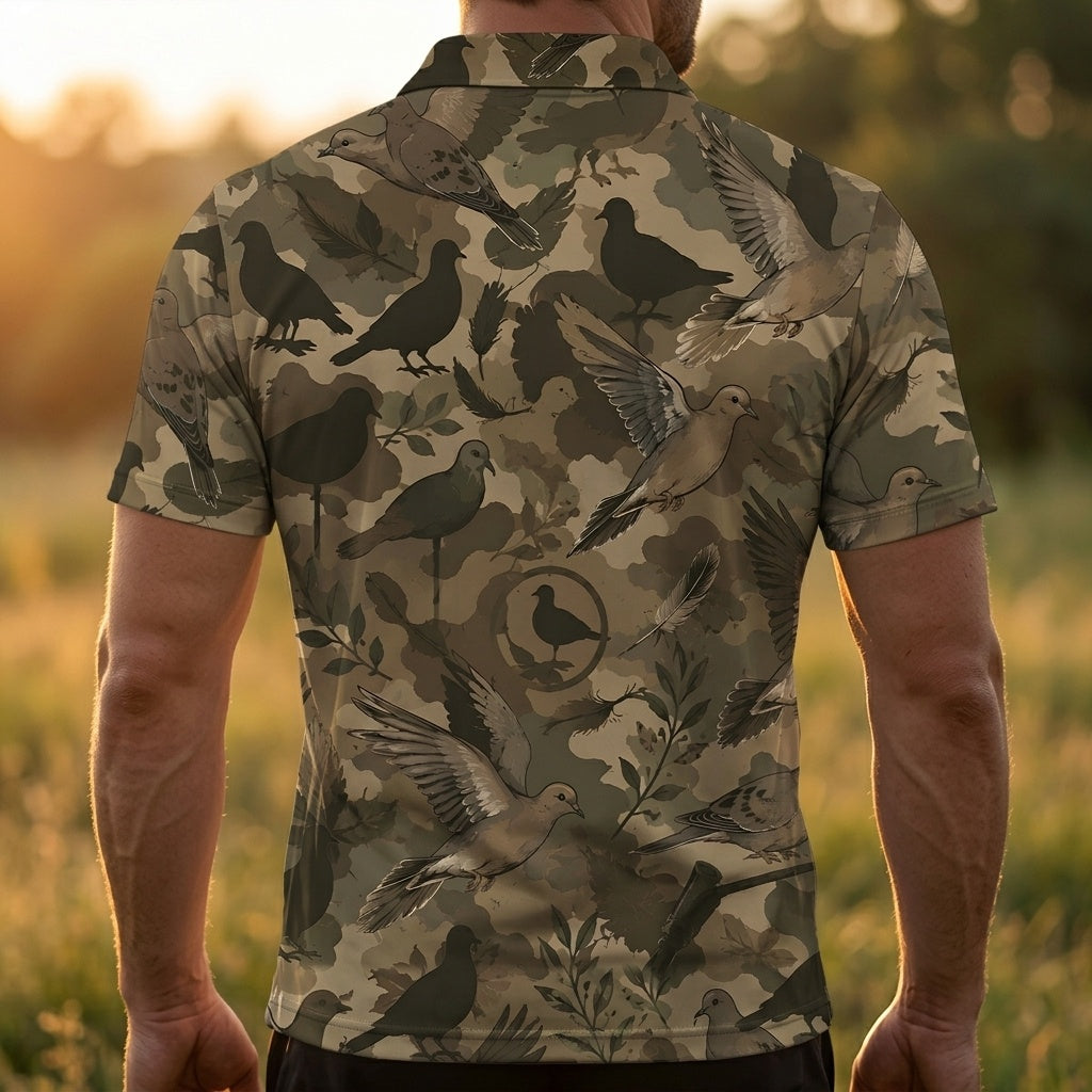 Tactical Mourning Dove Hunting Pattern Men Polo Shirt
