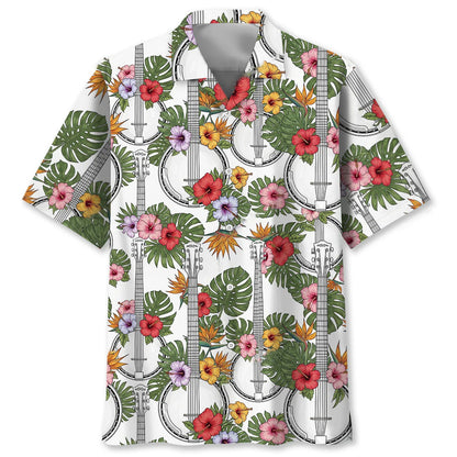 6 String Banjo Tropical Hawaiian Shirt - S - hawaiian shirt