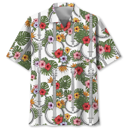 6 String Banjo Tropical Hawaiian Shirt - S - hawaiian shirt