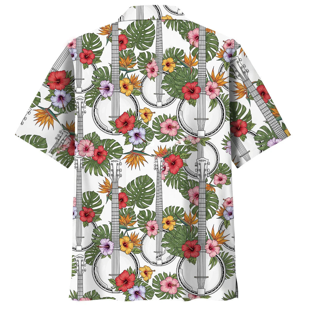 6 String Banjo Tropical Hawaiian Shirt - L - hawaiian shirt