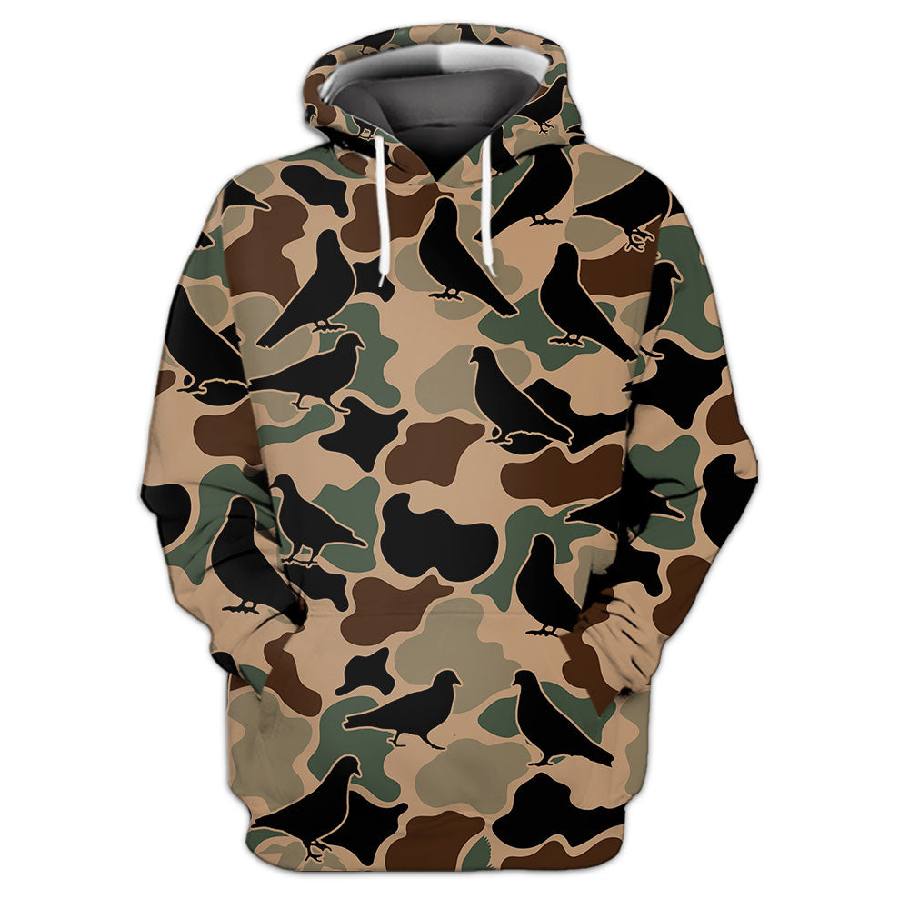 Dove Bird Camouflage Pattern All Over Print Shirt