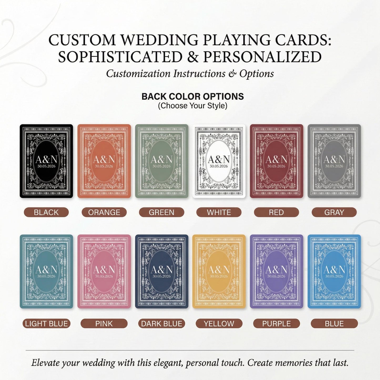 Custom Playing Cards Deck Personalized Wedding Guest Book Alternative - Unique Wedding Playing Cards