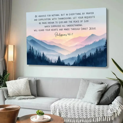 be anxious for nothing philippians 4 6 7 wall art canvas (Landscape) (view 2)