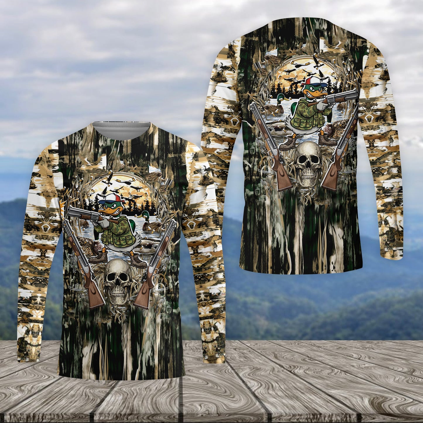 Awesome Mallard Duck Hunting Camo All Over Print Shirt