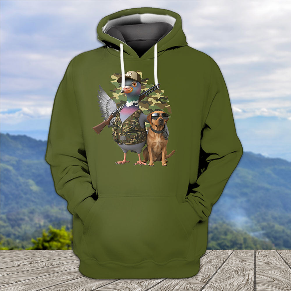 Funny Dove Hunter With Labrador All Over Print Shirt