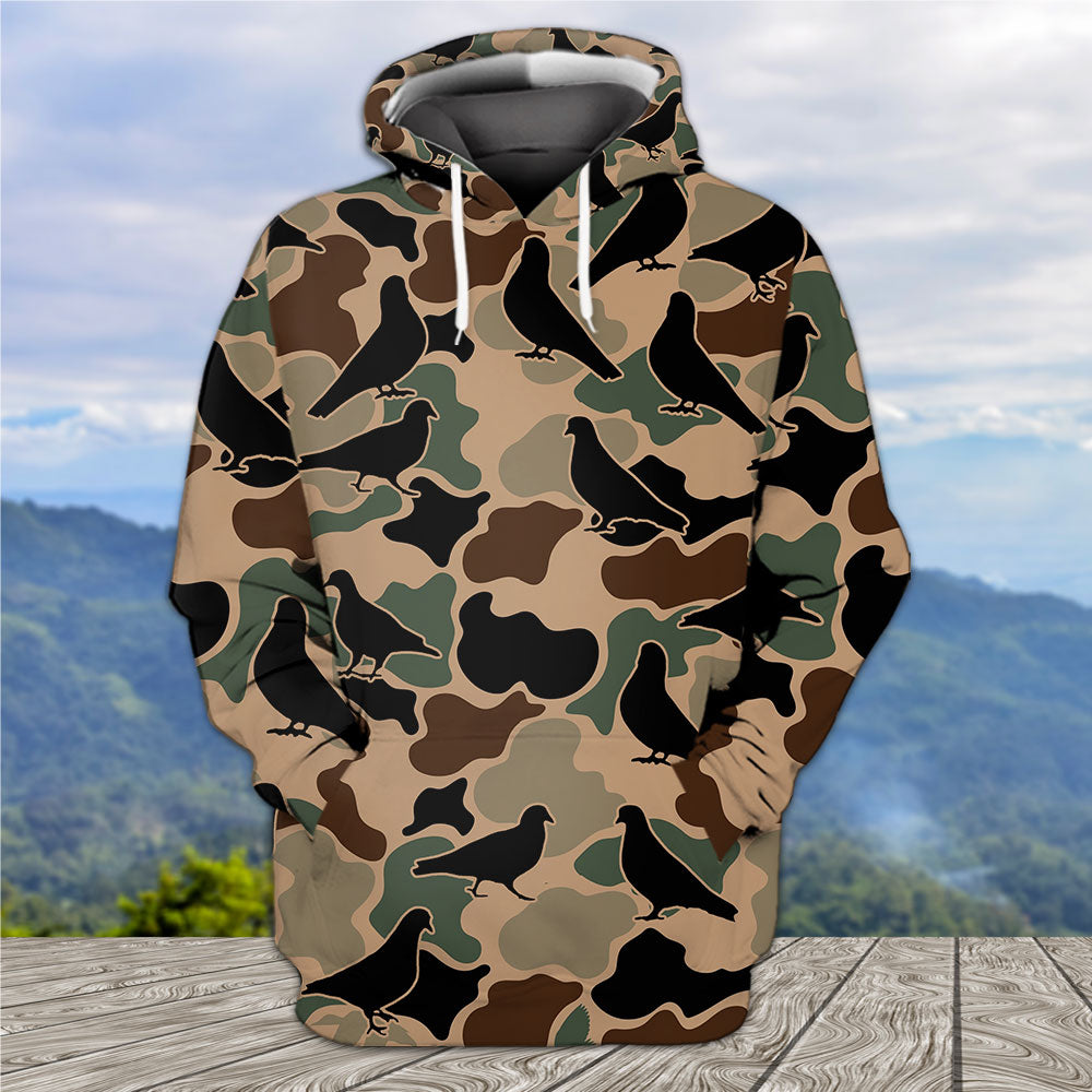 Dove Bird Camouflage Pattern All Over Print Shirt