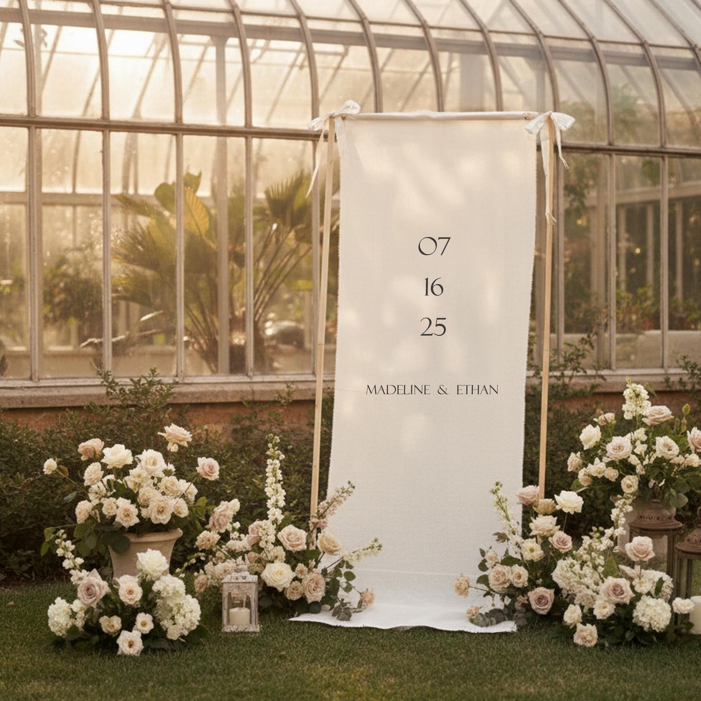 Custom Wedding Welcome Sign Fabric Banner, Boho Ceremony Decor