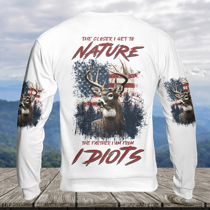 Vintage Patriotic Deer American Flag All Over Print Shirt
