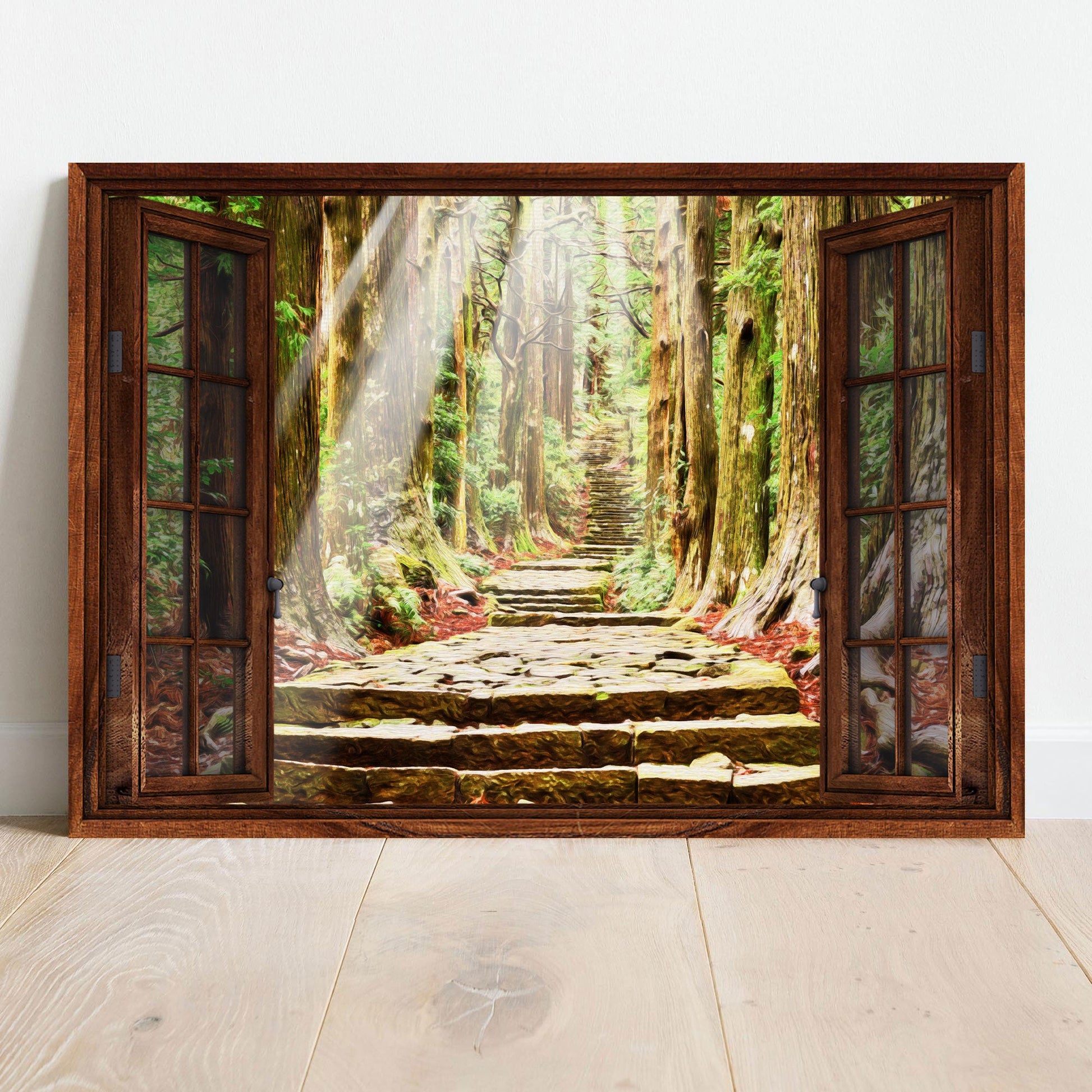 Woodland Forest By The Window Canvas Wall Art