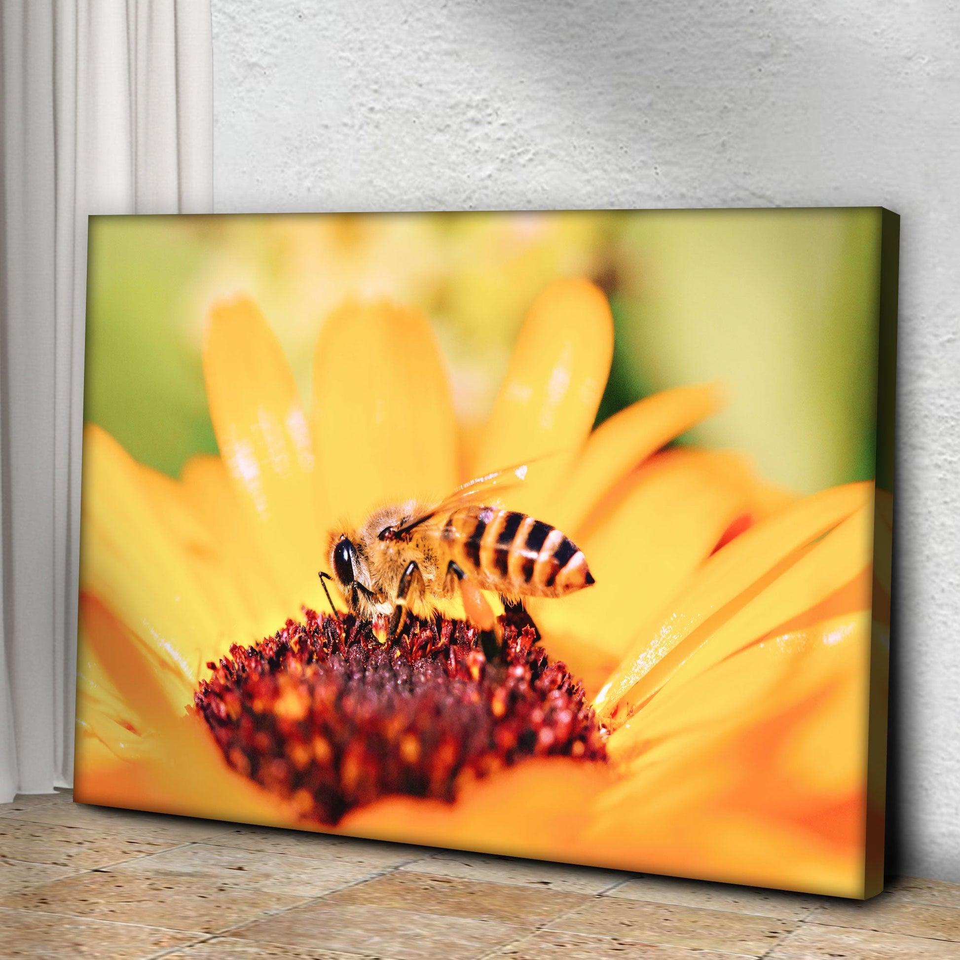 Yellow Sunflower Bee Canvas Wall Art