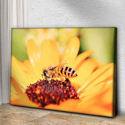 Yellow Sunflower Bee Canvas Wall Art