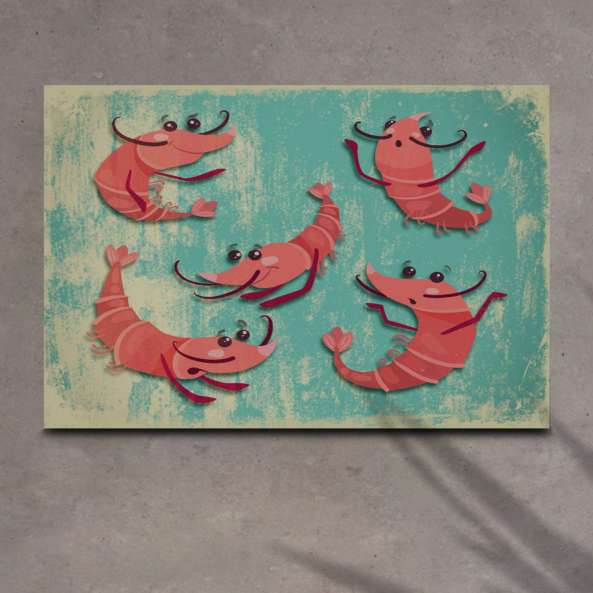 Shrimp Comic Artwork Canvas Wall Art