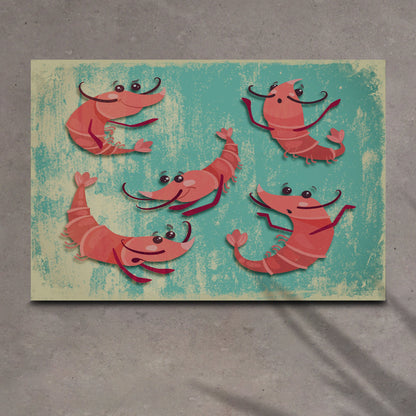 Shrimp Comic Artwork Canvas Wall Art