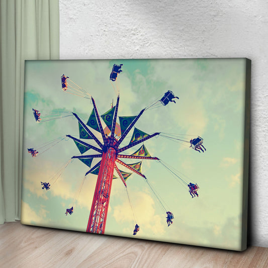 Decor Elements Amusement Parks Vintage Swing Ride Canvas Wall Art