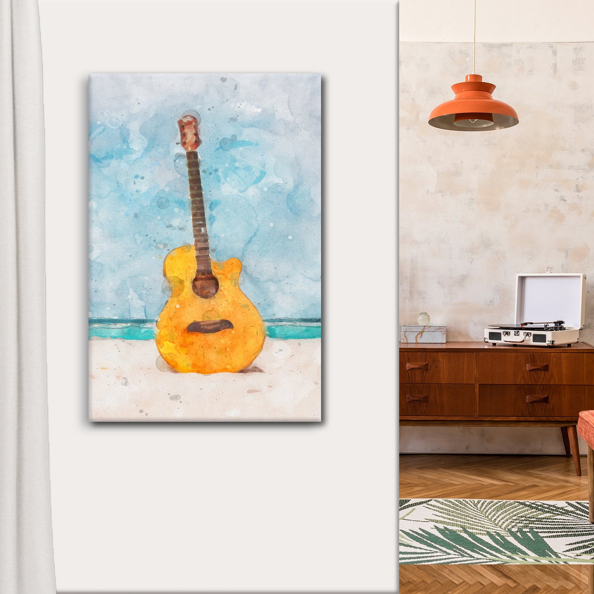 Guitar Watercolor Canvas Wall Art