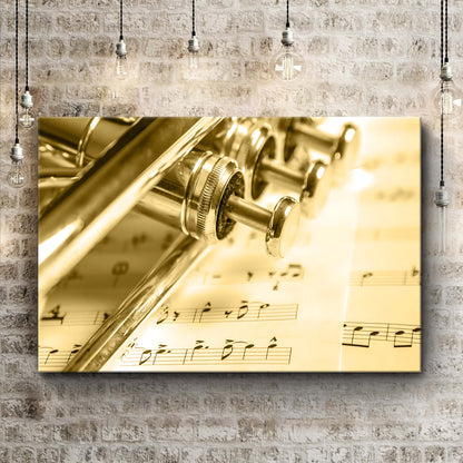 Trumpet Sepia Canvas Wall Art
