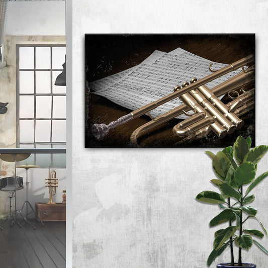 Trumpet Grunge Canvas Wall Art