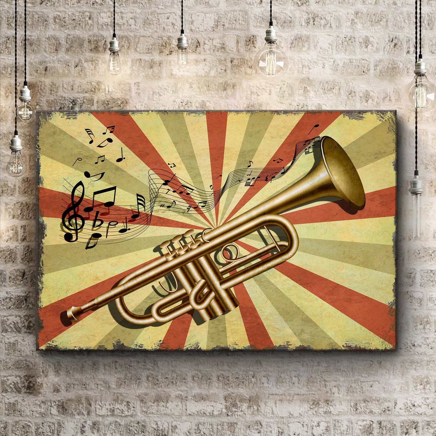 Trumpet Retro Canvas Wall Art