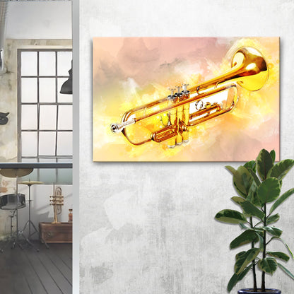 Trumpet Watercolor Canvas Wall Art