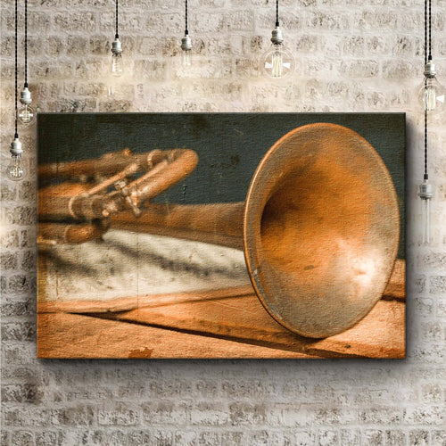 Trumpet Rustic Canvas Wall Art