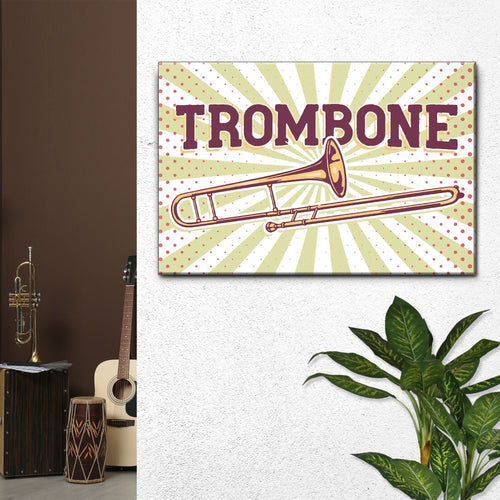 Trombone Retro Canvas Wall Art