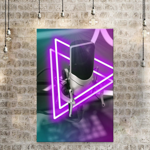 Music Equipment Microphone Modern Canvas Wall Art