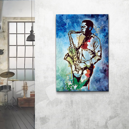 Music Genres Jazz Watercolor Canvas Wall Art