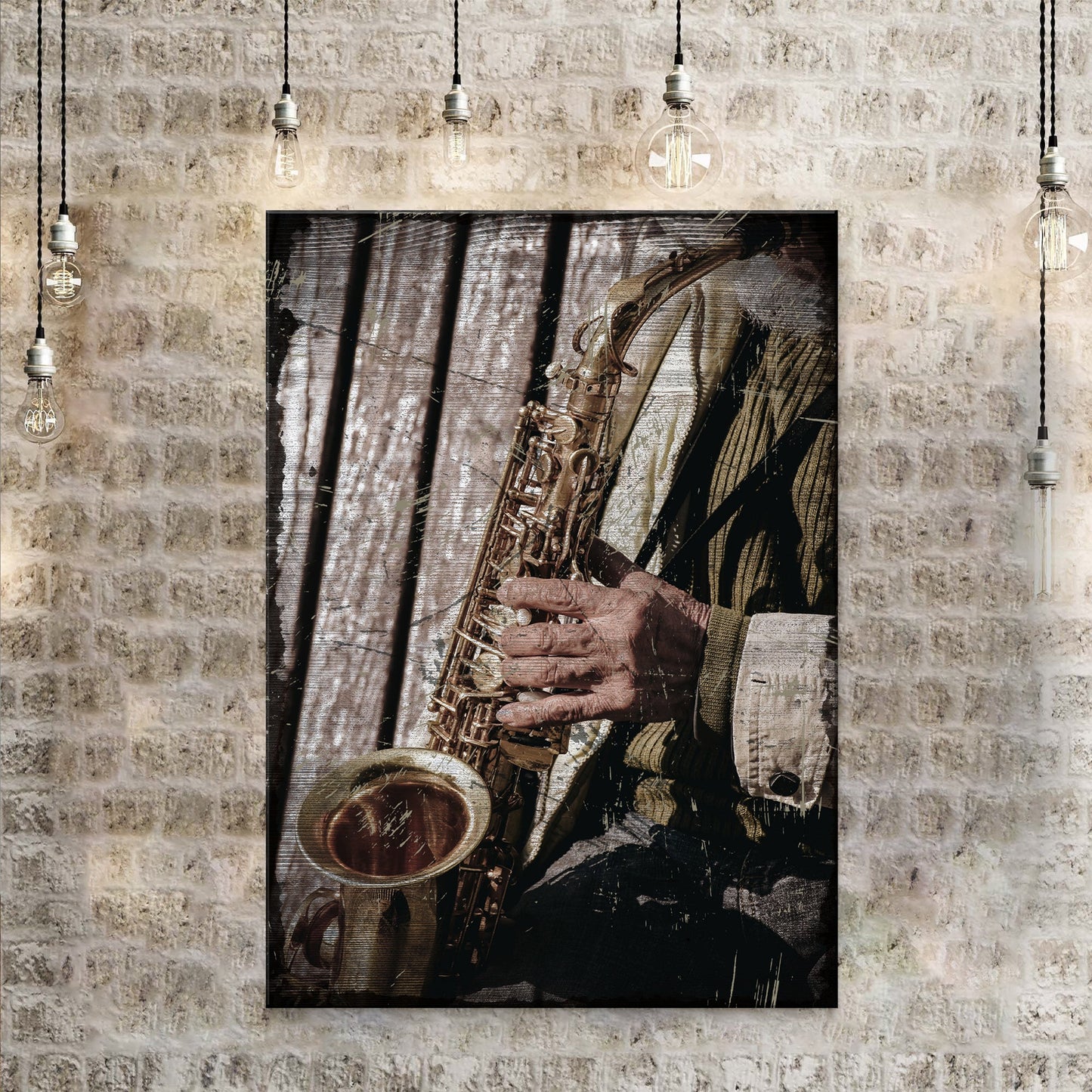 Music Genres Jazz Rustic Canvas Wall Art