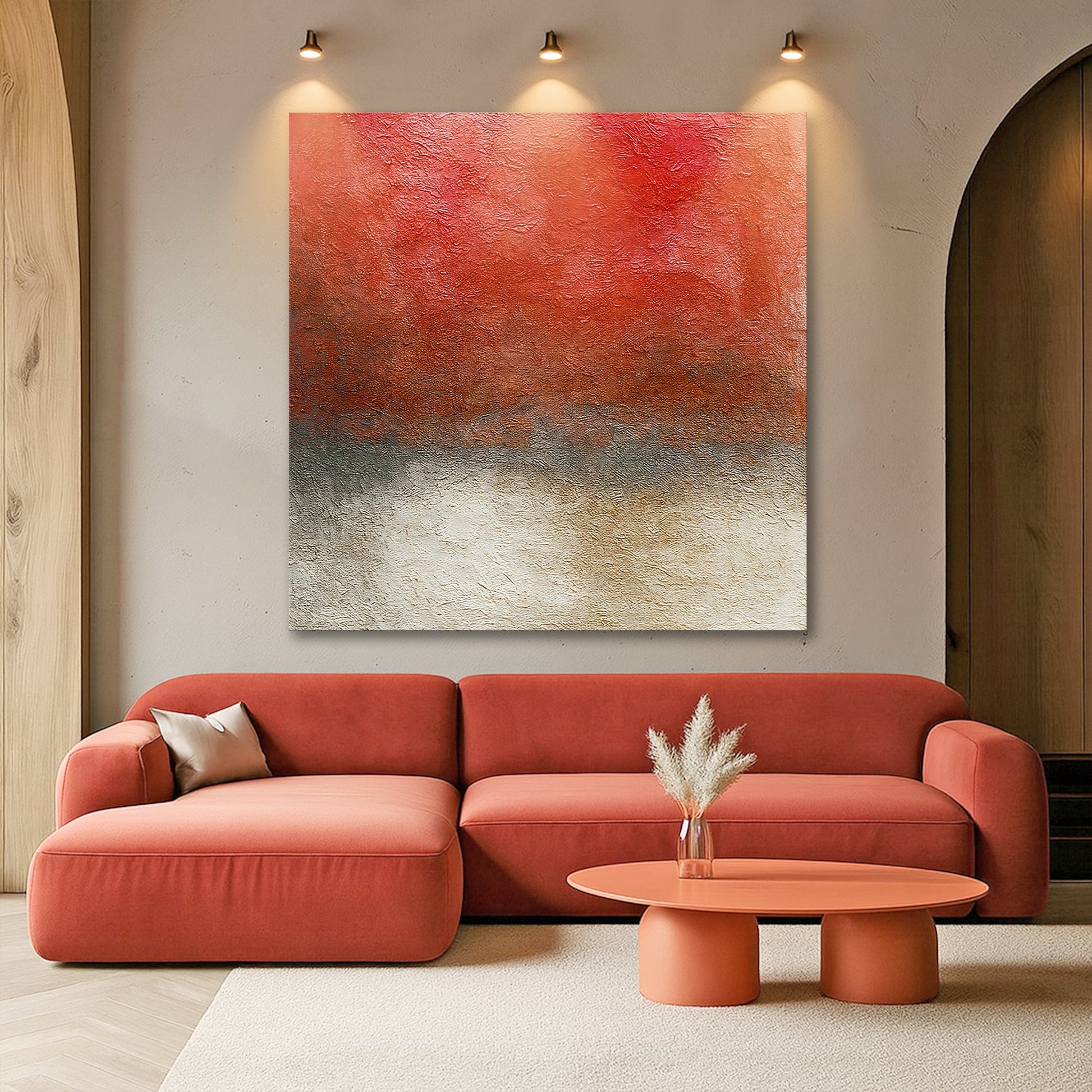 Crimson Horizon Abstract Wall Art