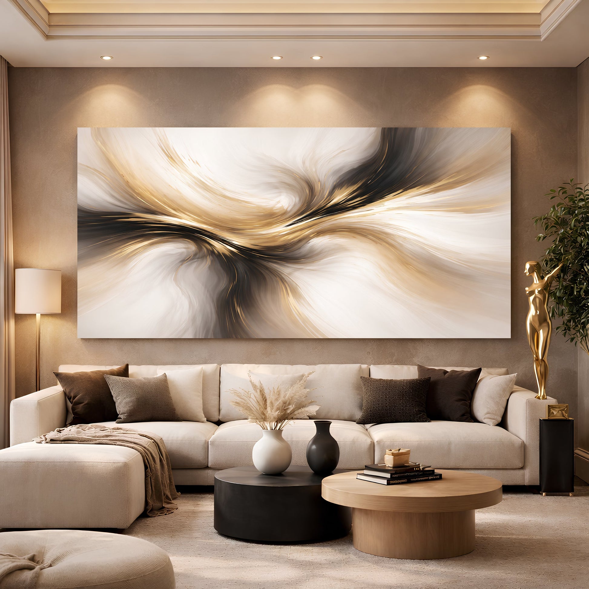 Golden Flow Abstract Luxury Wall Art
