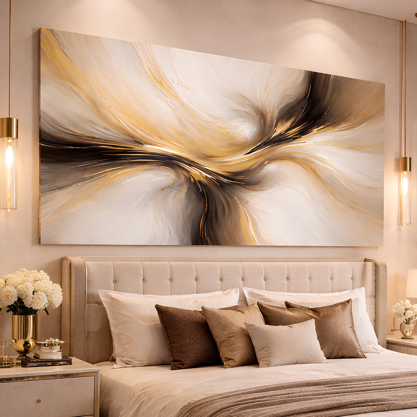 Golden Flow Abstract Luxury Wall Art