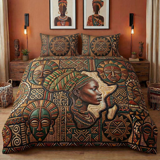 African Ancestry 3-Piece Quilted Bedding Set - Single (59" x 70")