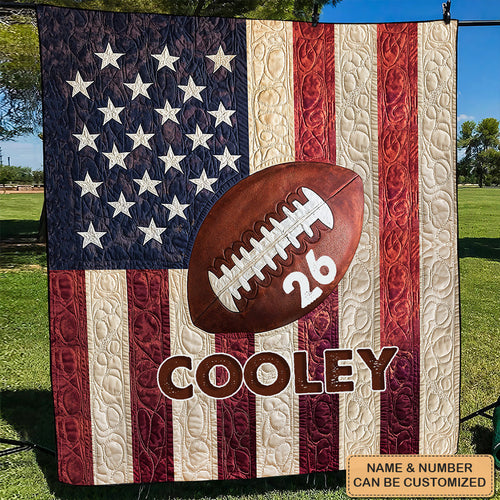 All-Star Gridiron Personalized Quilted Blanket - Throw (55" x 60") - No