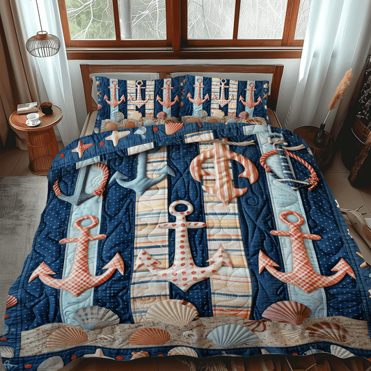 Anchored Bliss 3-Piece Quilted Bedding Set - Single (59" x 70")