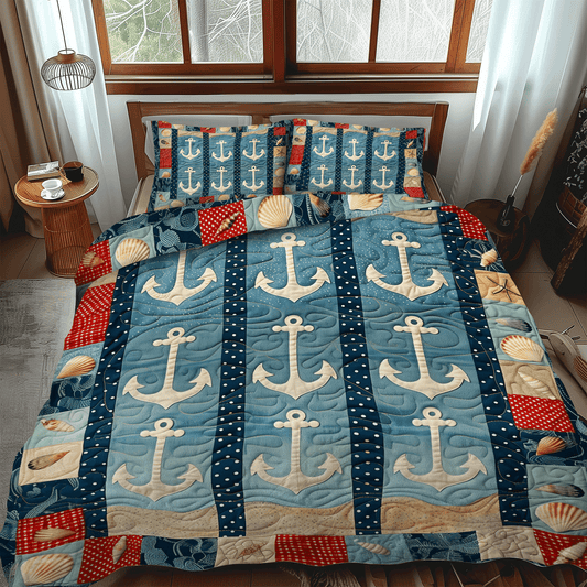 Anchors At Rest 3-Piece Quilted Bedding Set - Single (59" x 70")