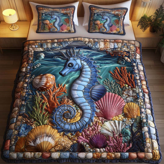 Aqua Haven 3-Piece Quilted Bedding Set - Single (59" x 70")