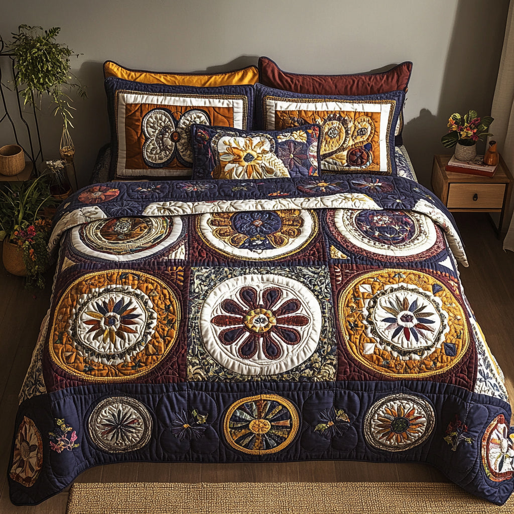 Single (59'' x 70'') /Artisan Blossom 3-Piece Quilted Bedding Set