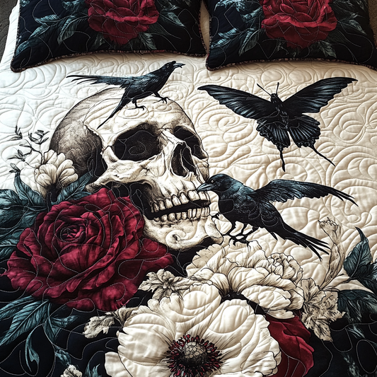 Artistic Skull 3-Piece Quilted Bedding Set - Single (59" x 70")