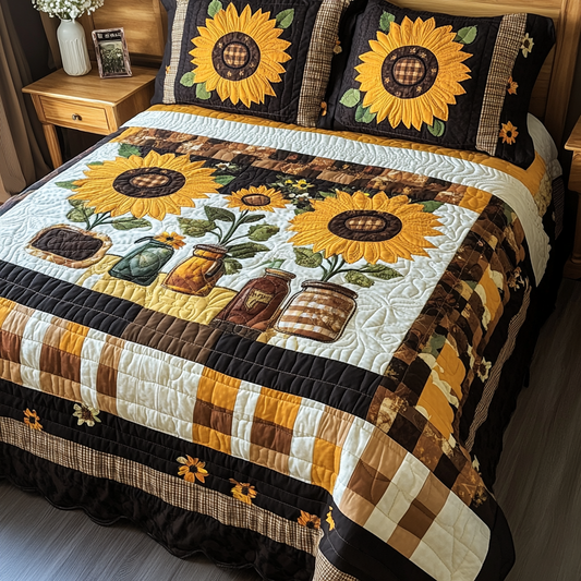 Autumn Petals 3-Piece Quilted Bedding Set - Single (59" x 70")