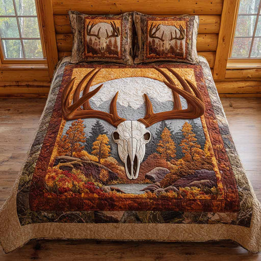 Autumn Skull 3-Piece Quilted Bedding Set - Single (59" x 70")