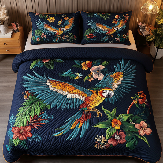 Azure Wings 3-Piece Quilted Bedding Set - Single (59" x 70")