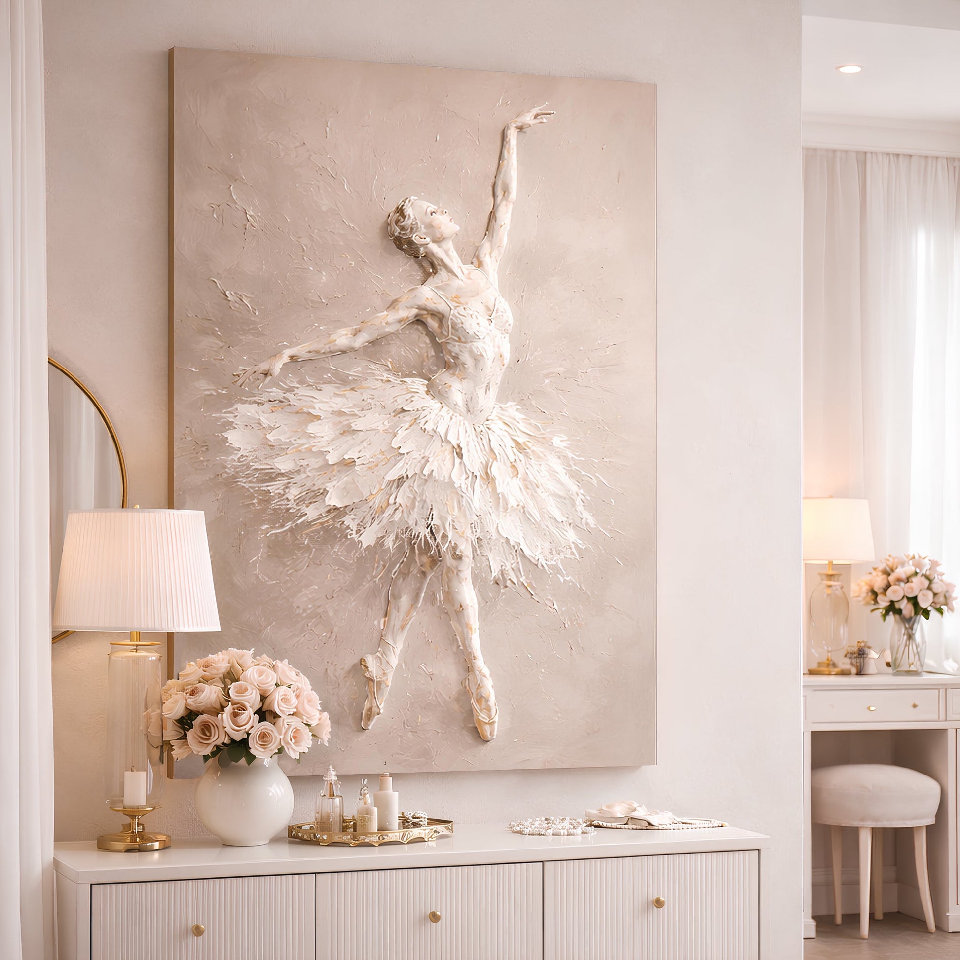 White Impasto Ballet Dancer — Single Figure