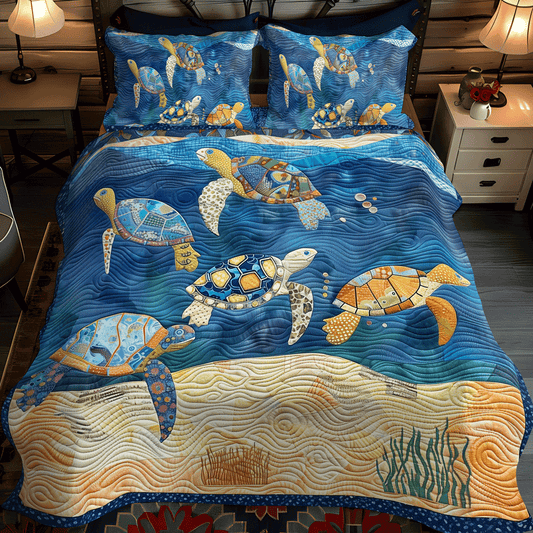 Beachcomber Turtles 3-Piece Quilted Bedding Set - Single (59" x 70")