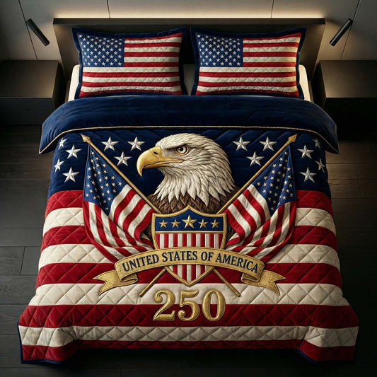 Bicentennial Eagle 3-Piece Quilted Bedding Set - Single (59" x 70")